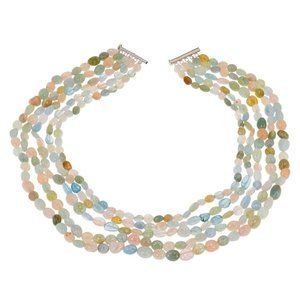 Colleen Lopez Sterling SIlver Colors of Beryl 5-Strand Beaded Necklace 18"